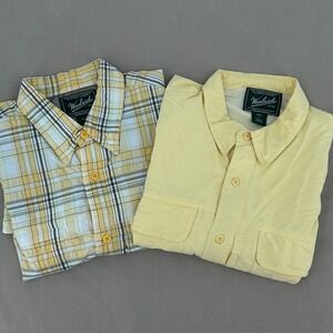 Lot of 2 Woolrich Outdoor Shirts Mens L Yellow Button Up Fishing Utility Hiking